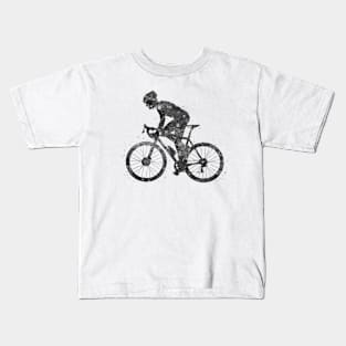 Road bike man black and white Kids T-Shirt